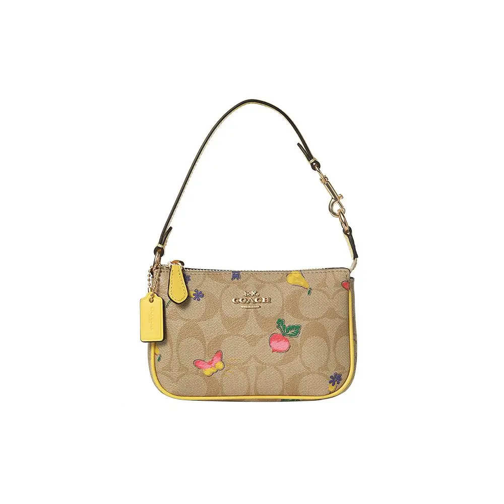 COACH Nolita 15 Small PVC Bag with Floral Butterfly Print in Bright Khaki and Retro Yellow for Women Casual Crossbody Bag