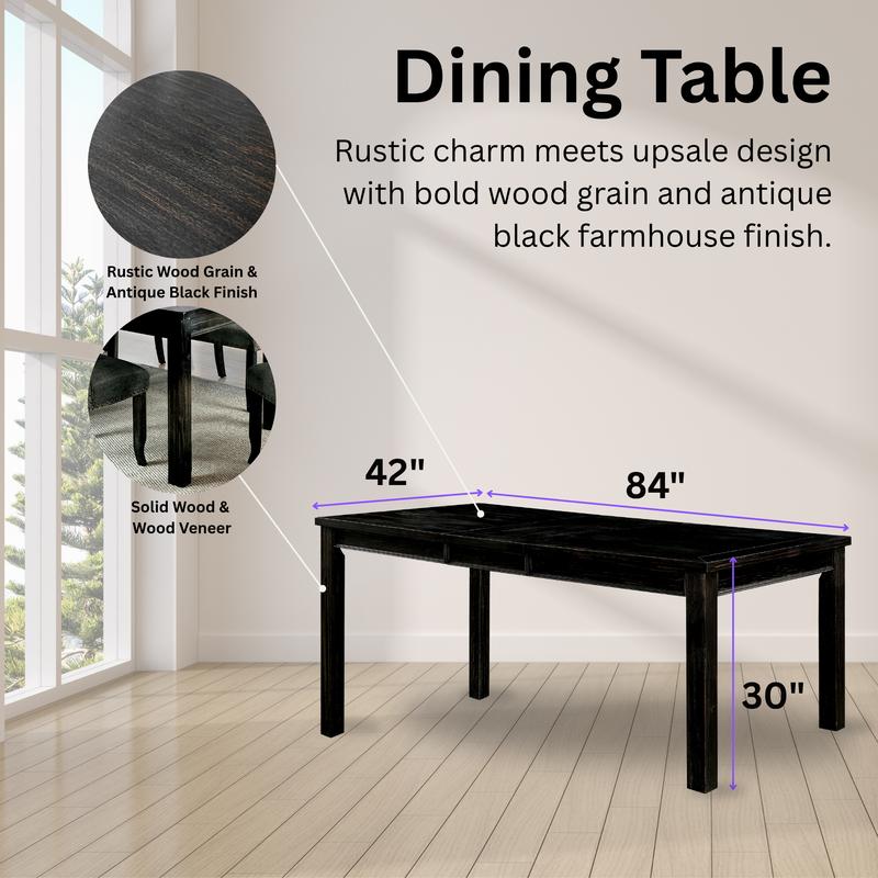 Sania Elegant 9-Piece Dining Set with Tufted Upholstered Chairs & Solid Wood Table by Furniture of America