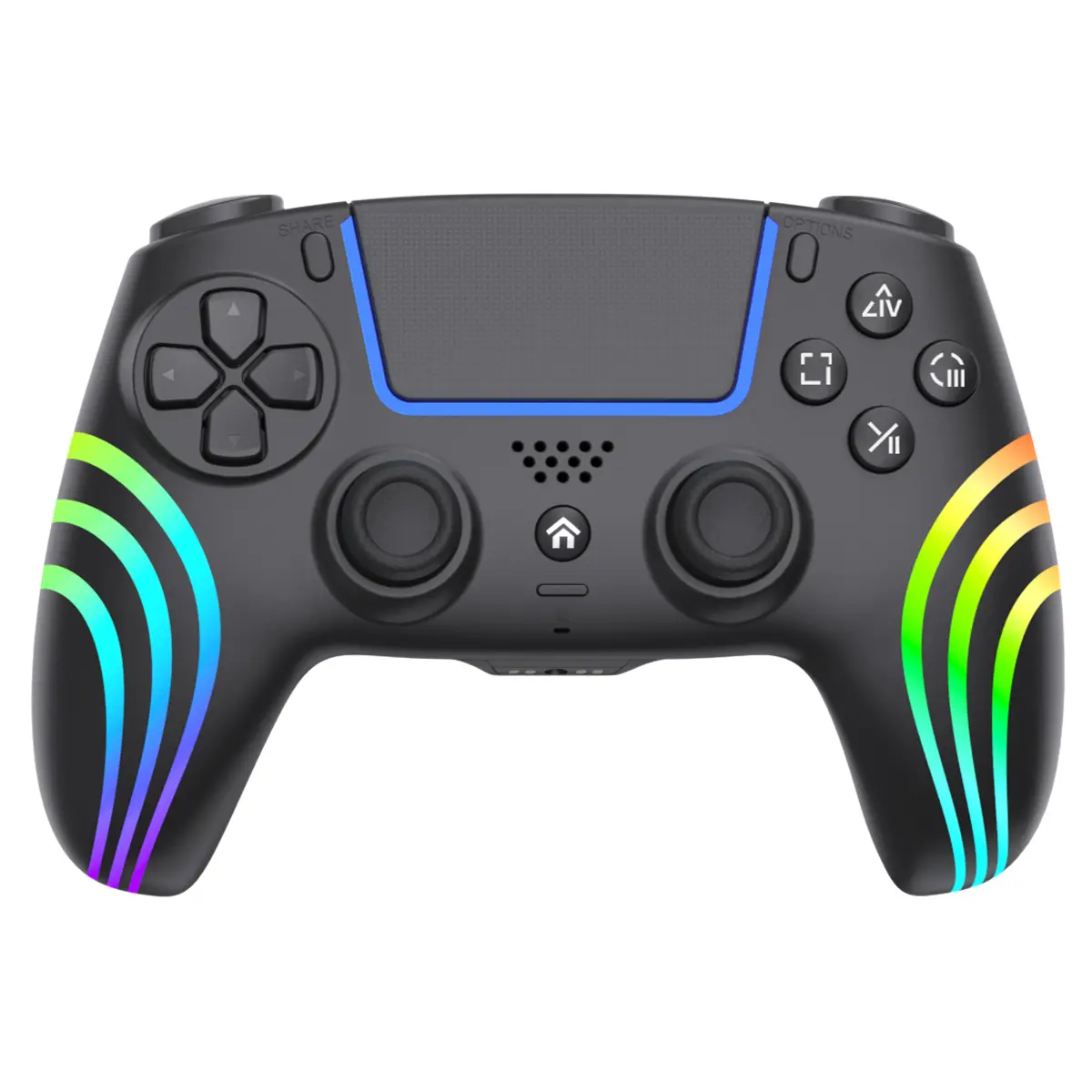Anti-Drift Hall Effect Console Game Controller for PS5 Series/PC, Wired Adjustable Gamepad with Cable, 3 RGB Color Changing Lights, Dual Vibe, 6-Axis Gyro, Programmable Buttons, 3.5mm Jack, 1000mAh Battery, Holiday Gamer Gift