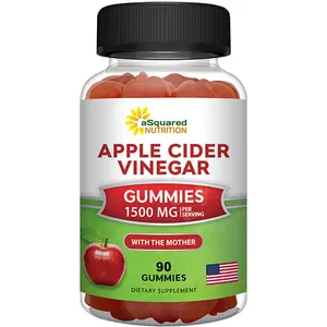 aSquared Nutrition Apple Cider Vinegar Gummies - 1500mg with The Mother - 90 ACV Gummies w/Vitamin B6 & B12, Folic Acid - Vegan Gummy Supplement Alternative to Capsules Pills & Drink