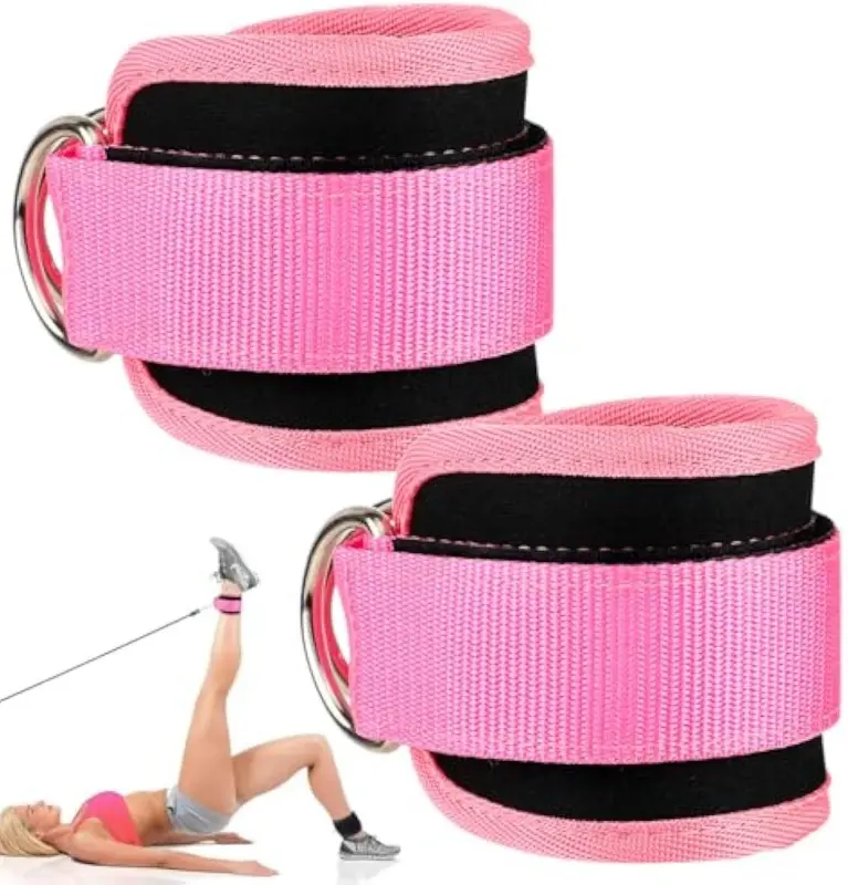 2 Counts Gym Ankle Straps, Leg and Hip Strength Training Straps, Sports Protective Fitness Accessories for Men and Women, Portable Ankle Covers for Gym, Outdoor and Home Workouts