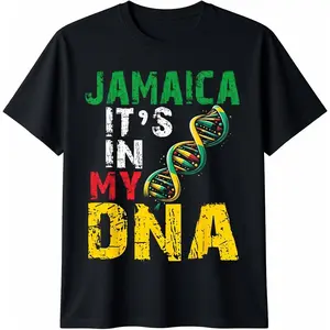 Jamaican Heritage Flag Men Women Jamaica It`s In My DNA Summer Casual Shortsleeve Cotton T-Shirt