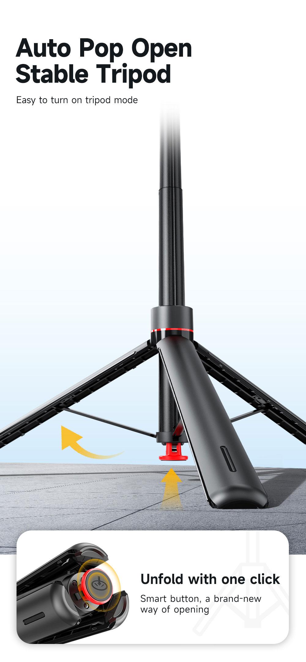 70" Auto Face Tracking Tripod for iPhone,Automatic Popup Tripod,No App,360° Rotation Smartphone Stand Tripod with Rechargeable Remote Control for TikTok Contentcreation Vlog Video Recording Travel Cellphone Selfie