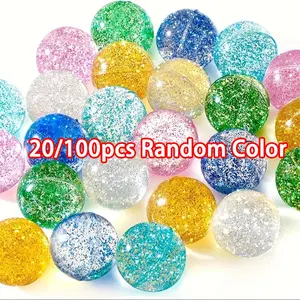 20pcs Colorful Glittery Bouncing Balls - Assorted Rubber Party Favors, Ideal for Gifts, Prizes, and Birthday Bag Fillers, 25mm Sparkling Multi-Colored Balls, Playful Gifts | Glittery Finish | Synthetic Rubber,