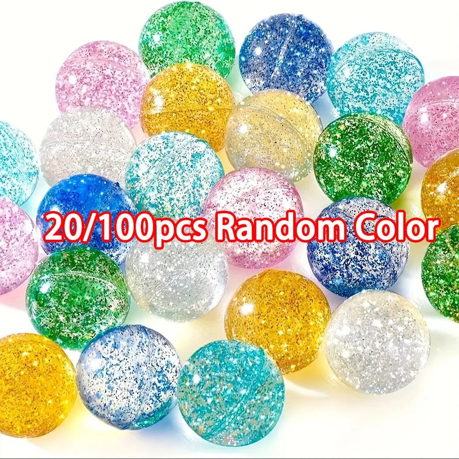 20pcs Colorful Glittery Bouncing Balls - Bouncy Ball - Assorted Rubber Party Favors, Ideal for Gifts, Prizes, and Birthday Bag Fillers, 25mm Sparkling Multi-Colored Balls, Playful Gifts | Glittery Finish | Synthetic Rubber,