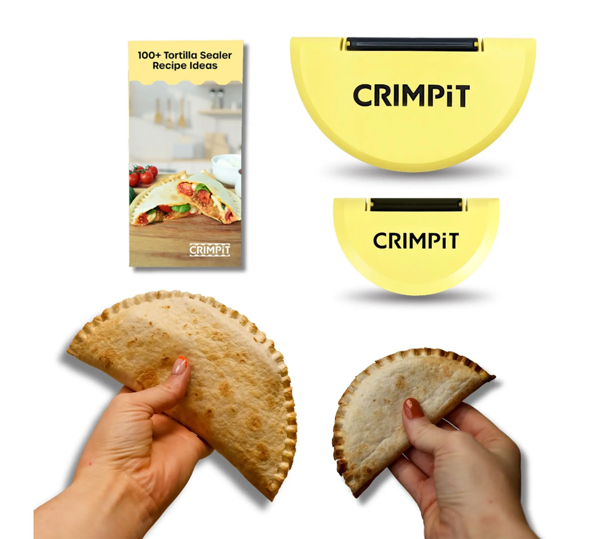 CRIMPIT 2-Piece Tortilla Wrap Sealer Set w/ Recipe Booklet CRIMPIT 2-Piece Tortilla Wrap Sealer Set w/ Recipe Booklet