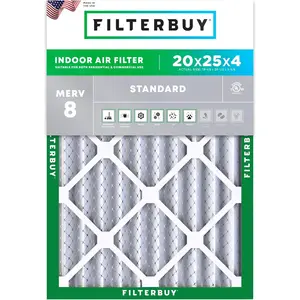 Filterbuy 20x25x4 Air Filter (1-Pack), Pleated MERV 8 Dust Defense HVAC AC Furnace Air Filters (Actual Size: 19.50 x 24.50 x 3.63 Inches)