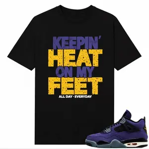 Lakers 4s Sneaker Match Tees Black Heat On My Feet Unisex Streetwear