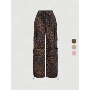 Women’s leopard print cargo pants — casual fashion trousers for everyday wear, ladies’ bottoms for summer