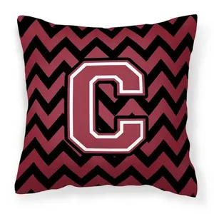 Carolines Treasures  Letter C Chevron Garnet & Black Fabric Decorative Pillow