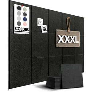 Vision Board - Large Cork Board for Walls 59" x 36", Black Bulletin Board | 15 Pack Felt Wall Tiles | Cork Boards for Office Pin Board Tack Board