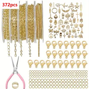 Necklace Chain for Jewelry Making, 16.4ft 5 Rolls Silvery Plated Chains for DIY Necklace Bracelet Jewelry Making Accessories with Charm Pendants Jump Rings Lobster Clasps Pliers, Bracelet Beads for Jewelry Making