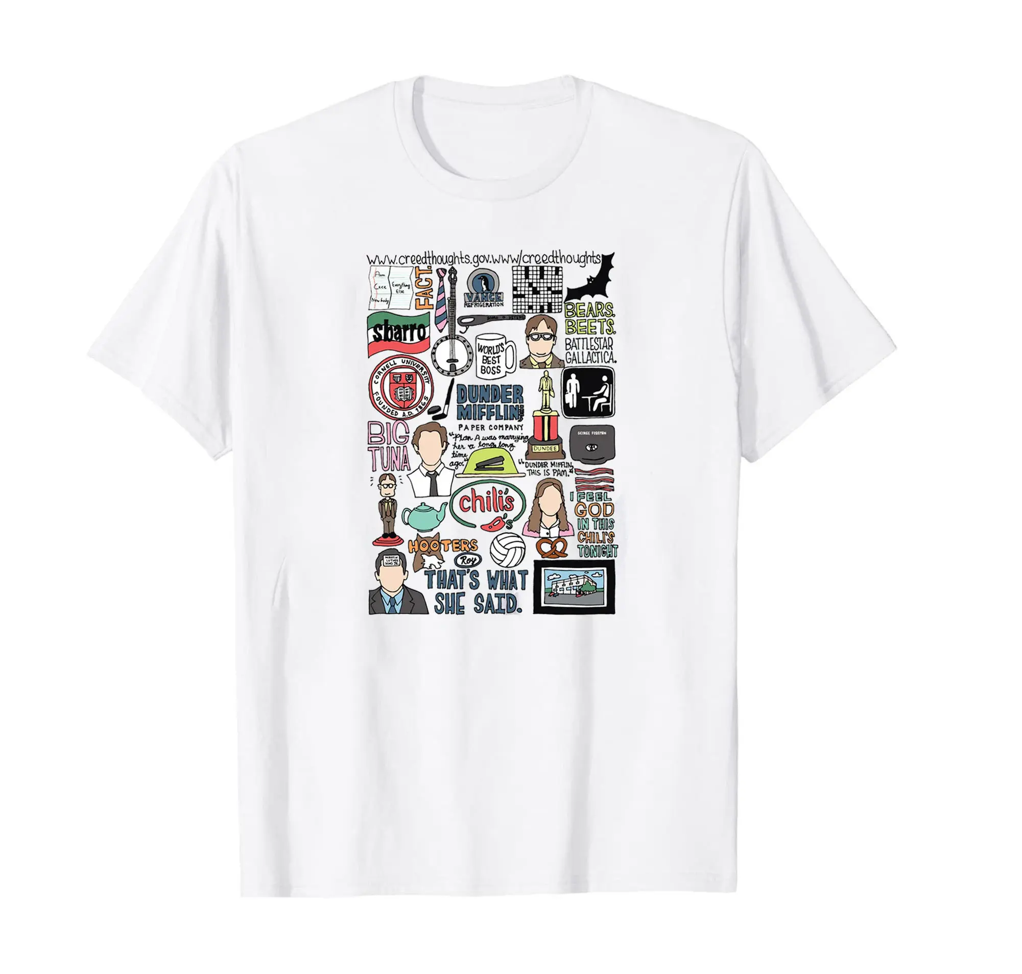 VintageTee Gildan The Office Memorabilia T-shirt, The Office Clip Art Tshirt, Michael Scott, Jim And Pam Dwight Shrute Graphic Tshirt Casual Festive