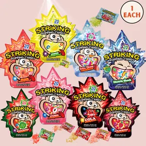 Striking popping candy - Party pack - strawberry, watermelon, lychee, cola, lemon, soda, electric shock and peach (20 Pouches) 30g - 8 pack of each flavor
