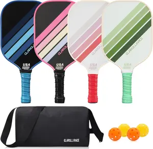 Glarollirace PRO Pickleball Paddles Set of 4 Fiberglass Pickleball Rackets,4 Ball,Carrying Bag | USAPA Approved