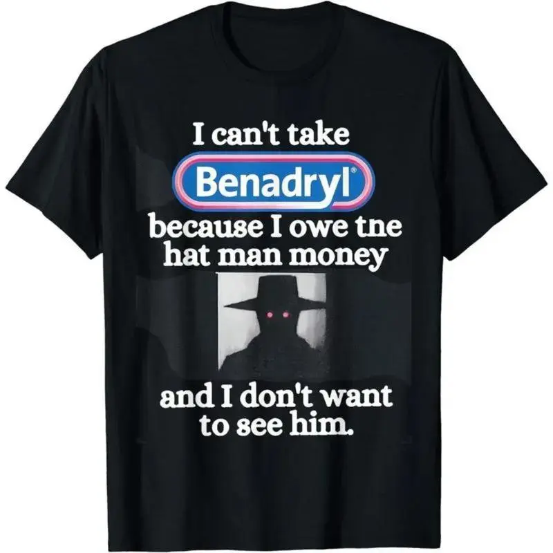 Men's 100% Cotton T-Shirt with "I Owe The Hat Man" Graphic, Soft Short Sleeve Streetwear for Casual Fitness, Clothes, Casual Wear, Regular Sleeves, Elastic Fabric, Printed Text, Round Neck, Do Not Bleach, Flat, Lightweight