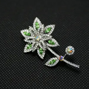 Rhinestone Daisy Flower Brooch Pin with Austrian Crystal for Weddings Parties and Daily Wear 2.25"H x 1.25"W Vintage Elegant Eye-Catching Accessory