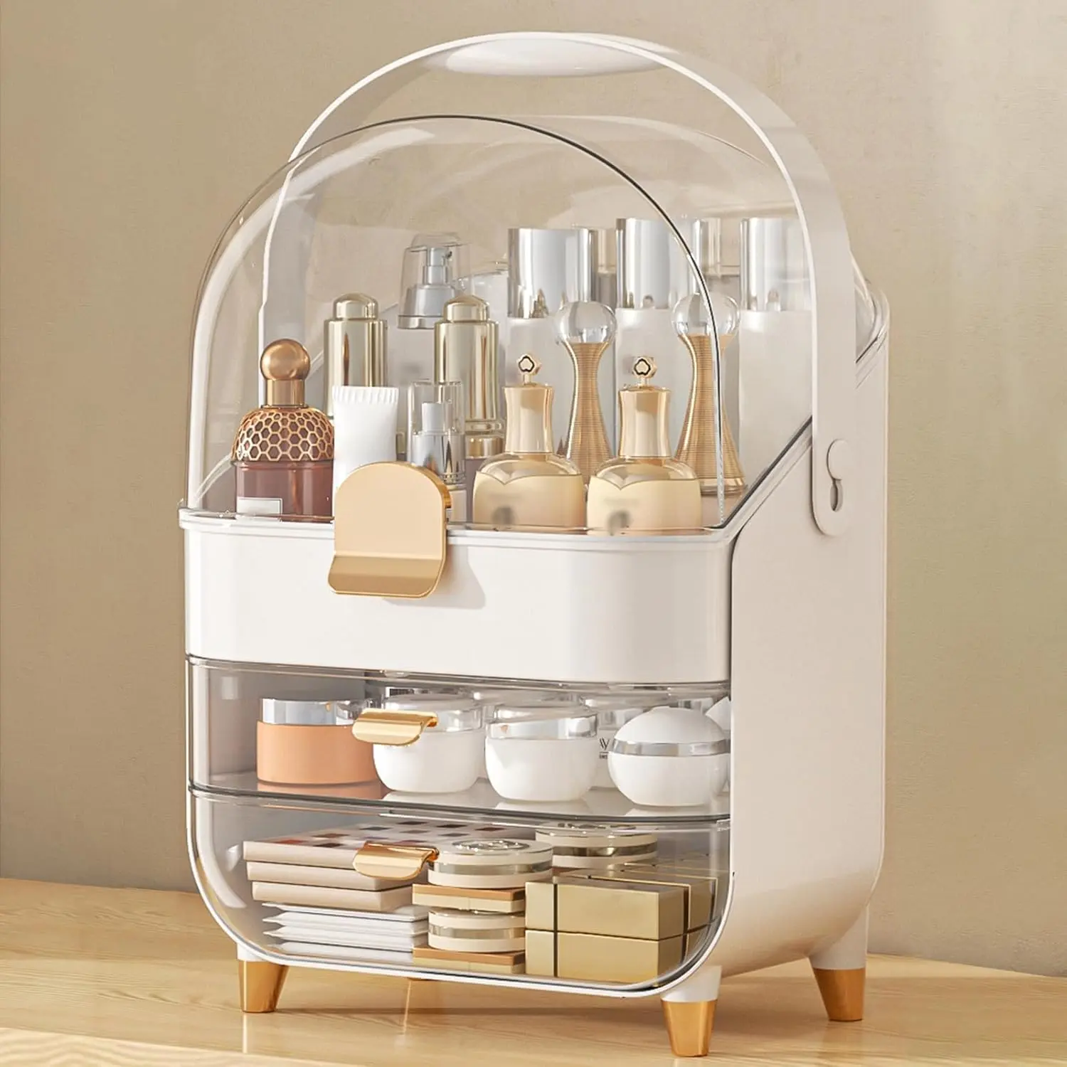 Makeup Organizer, Skincare Holder Bathroom Counter Organizer, Storage Box  Display Cases, Teen Girl Gifts Trendy Stuff Make up Organizers for Vanity, Dresser, Countertop (Rose )