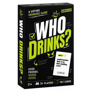 KAWAII KOI Who Drinks? Drinking Games for Adults 21+, 160-Card Voting Drinking Game, Funny Adult Party Games & Card Games for Adults, Game Night, Birthday, Bachelorette & Grad Party