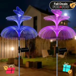 【Deal】2 Pcs Solar Christmas Tree Garden Stake Lights Outdoor Christmas Tree Lighted Yard Decorations Multicolor LED Solar Stakes for Pathway Lawn Patio Xmas Ornament