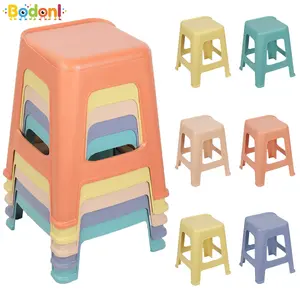 Bodonl 10Pcs Stackable Classroom Stools, 18.5" Height Colorful Nesting Plastic Stool, Portable Backless Chairs with Rounded Edges for Classroom, School, Office, Home