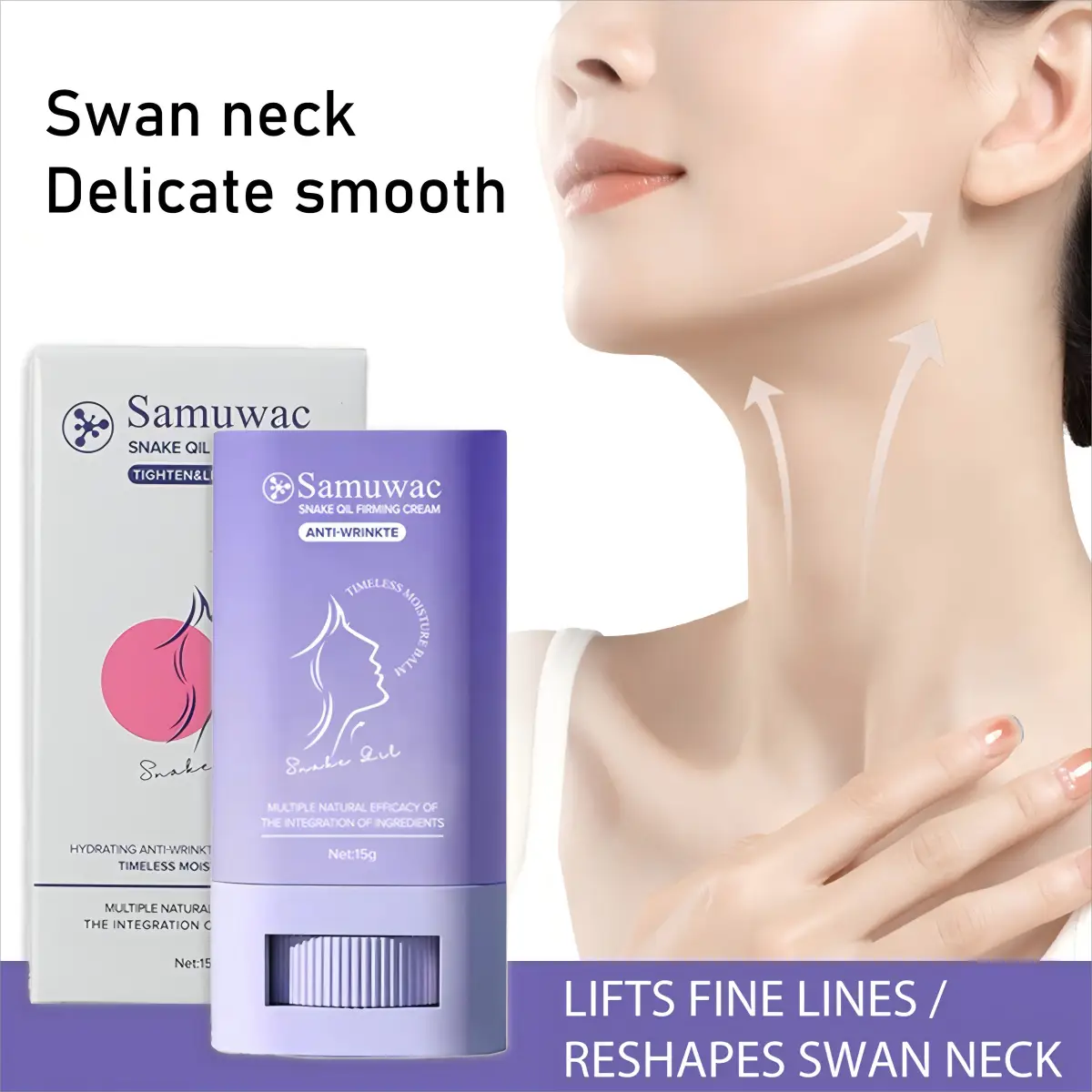 Samuwac Neck Care Stick – Firm, Lift & Smooth Wrinkles – Dermatologist-Tested Anti-Aging Neck Balm Rejuvenating Fine Lines