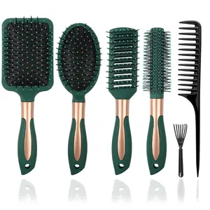 Professional Hair Brush Set, 6 Counts/set Wet & Dry Hair Cushion Comb Set, Tangle-free Hair Brush, Hair Styling Tools for Men & Women