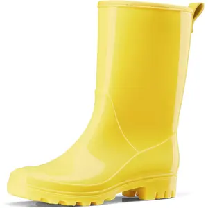 Women's Mid Calf Rain Boots Waterproof Garden Shoes Anti-Slipping Rainboots for Ladies with Comfort Insole Rubber Wellies Short Rain Shoes Outdoor Work Boots