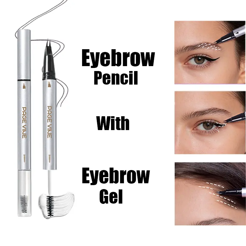 2-in-1 Microblading Pen & Brow Lamination Gel, natural-filling eyebrow pen with fast-drying clear gel for long-lasting shaping, waterproof & sweatproof all-day wear, perfect for beginners and beauty enthusiasts.