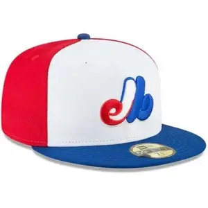 New Era 59FIFTY Montreal Expos Cooperstown Cap – White Crown Red & Blue Fitted Hat with Retro “M” Logo
