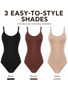 Women's Workout Sets Adjustable Spaghetti Strap U Neck Ribbed Shapewear Bodysuit V-Neck Tank Top Track Singlet Sports Bra, Postpartum Tummy Control Butt Lift Crotch Closure Body Shaper Match Yoga Pants