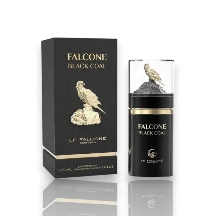 Le Falcone Black Coal Unisex Eau De Parfum - 100ml (3.4 oz) Alcohol Base Single Item with Captivating Scent Notes: Orange, Green Apple, Rose, Jasmine, Cinnamon, Vanilla for Unisex Wear