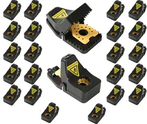24-Pack Black & Yellow Mouse T-R-A-P-S Reusable R-o-d-e-n-t Control Devices Quick Sanitary Safe Solution with Sensitive Trigger for Indoor Outdoor Use Durable Washable ABS Plastic S-n-a-p T-r-a-p Mechanism Hands-Free Release System