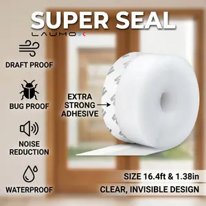 Transparent Weather Stripping Door Draft Stopper(16.4ftx1.38In ) - Silicone Seal Strip for Doors & Windows, Blocks AC Cold Air Escape & Summer Heat, Waterproof Glass Shower Door Seal & Gap Sealer