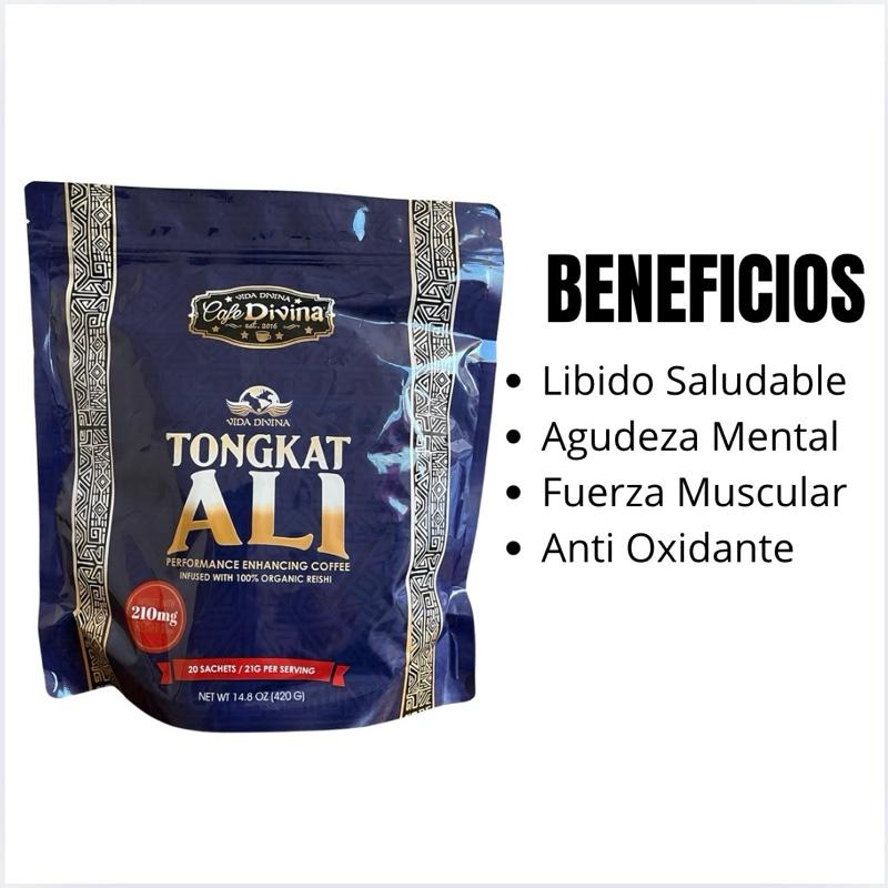 Cafe Divina Tongkat Ali Performance Enhancing Coffee Infused With 100% Organic Reishi 20 Sachets 210mg Reishi Per Serving 14.8 oz 20 Servings Natural Energy Boost for Adults - Beverage Beans Taffy Creamer - Healthy