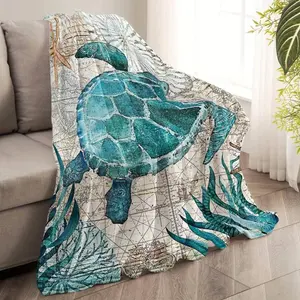 Soft Funny Throw Blanket Ultra Sea Turtle & Ocean Life Design,Perfect For Couch,Bed,Office Decor Ideal Birthday Gift For Boys And Adults