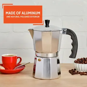 Classic Stovetop Espresso and Coffee Maker, Moka Pot for Italian and Cuban Cafe Brewing, Greca Coffee Maker, Cafeteras, 3/6 Espresso Cups, Silver