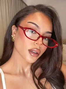 1pc Elegant Oval Cat Eye Glasses Frame, Distinctive "A" Letter Decoration, Clear Lenses Paired with Metal Accents, Vintage Style, Versatile for Daily Wear, Travel, Beach