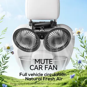 MeMO G14-18 2026 New model Cooling Fan for The Back Seat of Your Car,Three-speed adjustment, with a display on the vehicle-mounted fan， Featuring Two Separate Heads That Can Rotate 360°, Designed for Quiet Ventilation in Sedans, Suvs, Rvs, Trucks
