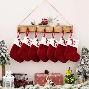 1 Pack Personalized Letter Christmas Stocking - Red Knitted Embroidered Style, Creative Holiday Decor for Fireplace & Christmas Tree, Ideal Xmas Gift for Family, Dogs & Cats