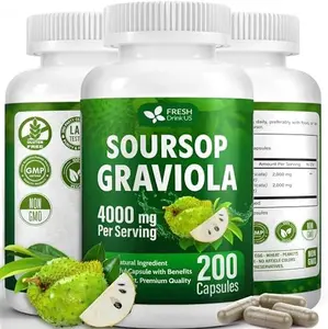 Premium 200 Soursop Capsules, 4000mg per Serving, 100 Days Supply – 100% from Natural Soursop Graviola Fruits and Leaves Extract, Vegan Capsules, Non-GMO, Gluten-Free. Edible Supplement