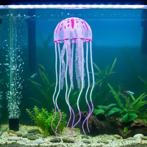 Fluorescent Jellyfish Lamp Aquarium Decor, Realistic Swimming Glowing Jellyfish Light, Non-Toxic Eco-Friendly Resin Safe for Kids & Pets, Waterproof Fish Tank LED Night Light, 3 Sizes, Dynamic Underwater Ornament