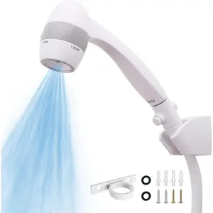 High  RV Shower  with Hose and On Off , 3 Flow Rate for Saving Water, White