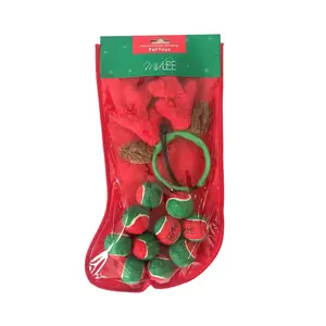 Midlee Filled Dog Stocking with Reindeer Antlers & 10 Mini Tennis Balls Festive Christmas Gift for Small Dogs Soft Plush & Felt Materials