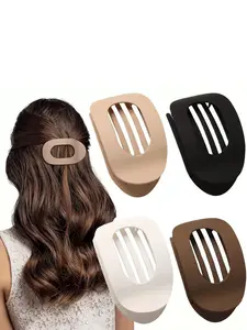 Solid color hair clips, 4 oval acrylic hair clip sets, suitable for women. Seamless flat-head large hair clips, elegant and simple matte solid color hair clips for daily wear, ideal gift choice for women.