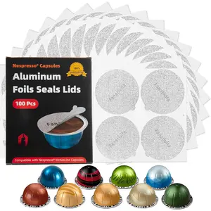 Universal Aluminum Foil Seal Lids for  Pods Vertuo, Compatible with  Vertuo  Pods, 100 count Coffee Pods Covers (62mm)