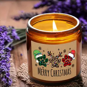 1pc Christmas lavender scented candle, soy wax, Christmas Tree Santa Design Christmas Gift Single Wick Candle for Family Friend, Oval Bottle, Xmas Thanksgiving Holiday Gift blessing