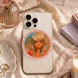 Funny Meme Doll Acrylic Phone Grip, Shocked Fashion Doll Face Phone Stand, Humorous Clear Acrylic Kickstand Holder for iPhone & Android, Trendy Gift