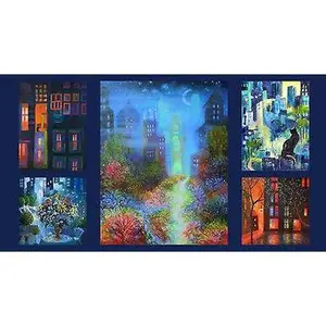 City Lights Panel 23x 42  Cotton Fabric by Clothworks