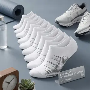 Men's No Show Socks 10 Pairs - Low Cut Ankle Socks with Non Slip Grips, Breathable Cotton Comfortable Invisible Socks for Casual Shoes, Sneakers, Loafers, Perfect for Daily Wear, Sports, Work, Gym, Size 6-10/11-13